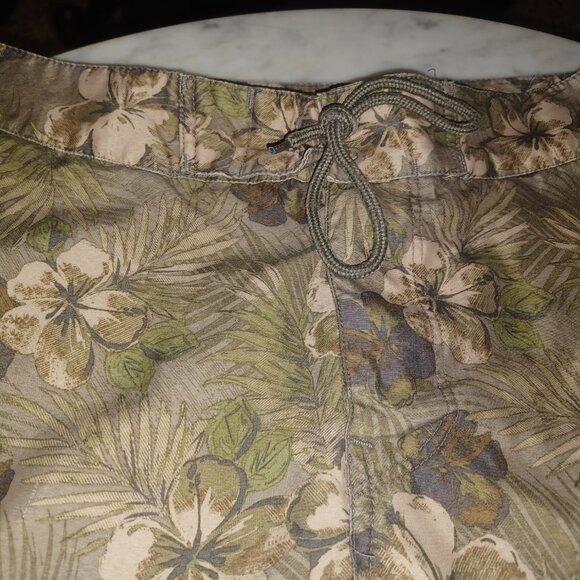 Arizona Men's Swim Shorts SZ30 Tan & Green Tropical Print - Picture 4 of 4